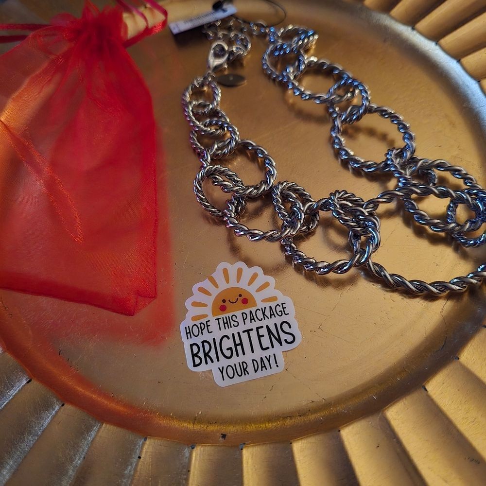 CHICO'S SILVER TWISTED LINK NECKLACE